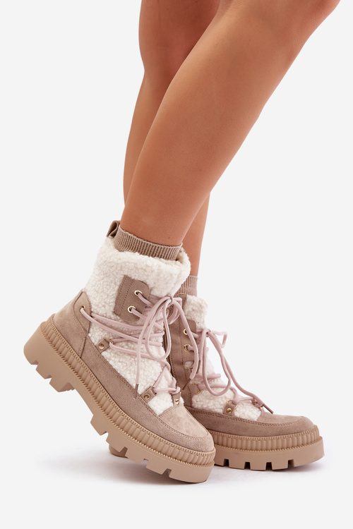 Boty S Kožíškem Typu Beránek Béžové Merilana