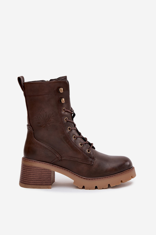 Dámske pracovné čižmy na blokovom opätku Vinceza 89136 Teplá hnedá