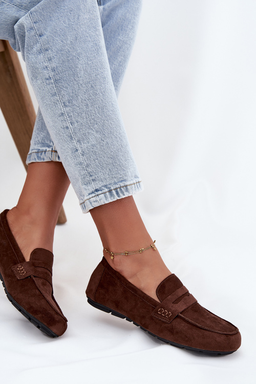 Loafery Mokasíny Dámske Ploché Tmavohnedé Soreline