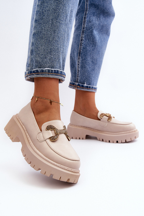 Dámské mokasíny s ozdobou světle béžové Gargi