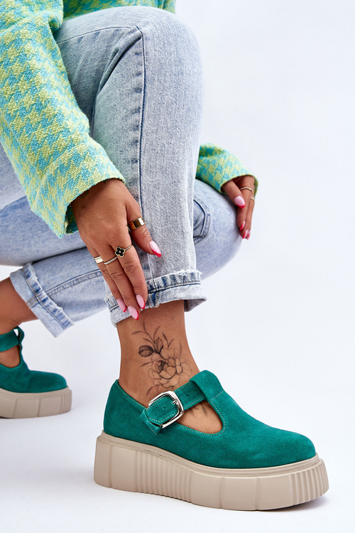 Módní semišové boty na masivní platformě zelené Colson