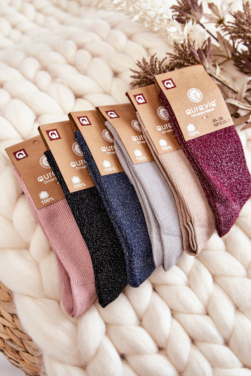 Dámske ponožky s lesklým béžovým vláknom