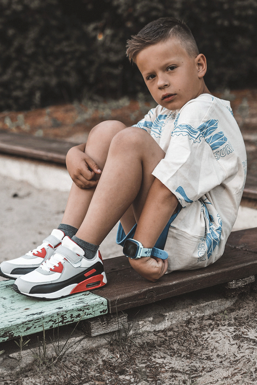 Dětské kožené sportovní boty na platformě Bílo-červená Lori