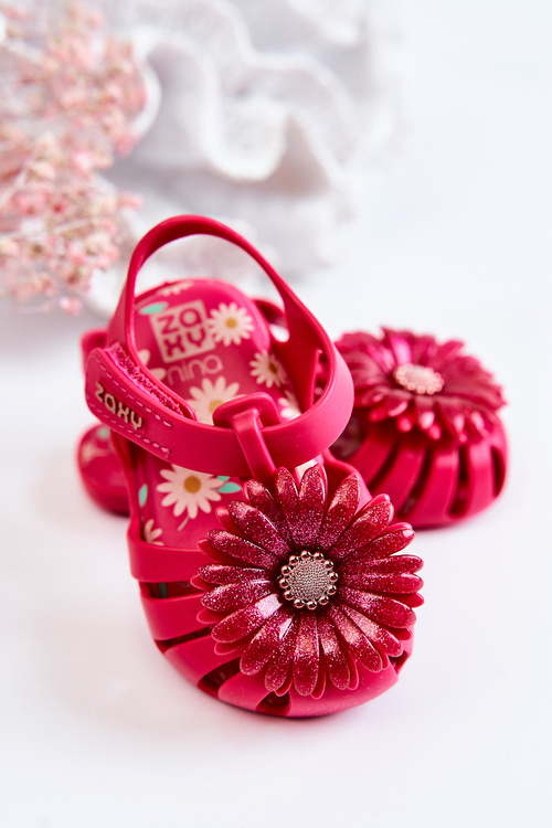 Dětské sandály na suchý zip Voňavé ZAXY JJ385030 Tmavě růžová