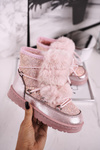 Detské topánky Snehové topánky s kožušinovou ružovou myšou Minnie