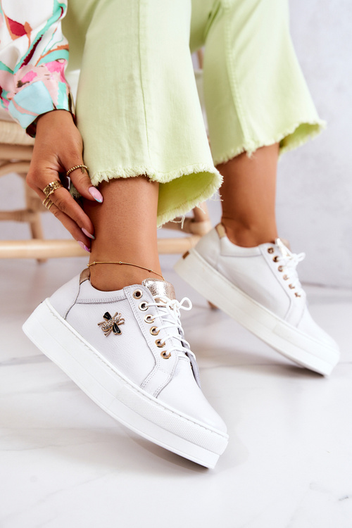 Kožené športové topánky na bielej platforme Bellisia