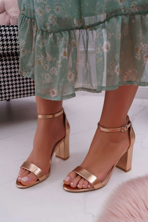 Dámské Sandály Na Podpatku Klasické Champagne Fiji