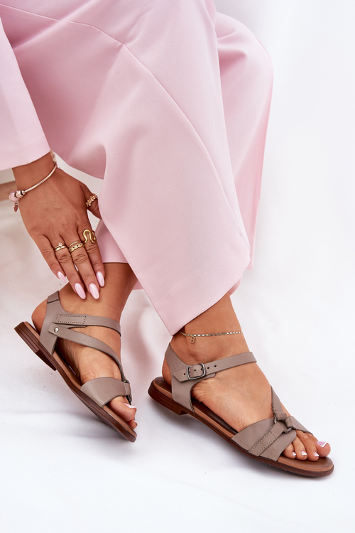 Zazoo 40182 Kožené Dámske Sandále Tmavo Béžové