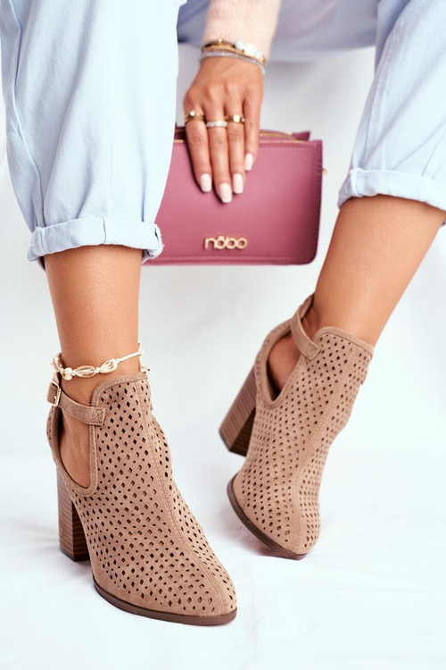 Dámské Kotníkové Boty Na Podpatku Béžové Morrena