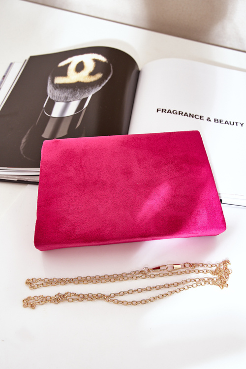 Kabelka Clutch S Dekoratívnym Srdcom Eko Semišová Fuchsie Evilinas