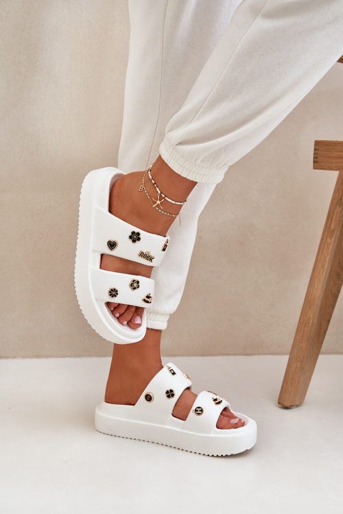 Pěnové Dámske Papuče S Klipmi Biele Ravanala