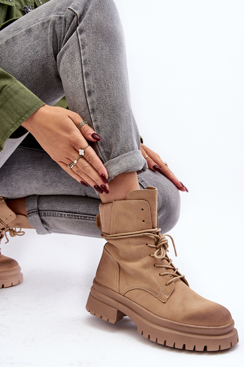 Dámské boty na hrubé podešvi béžové Narelona