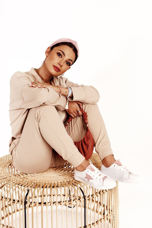 Dámské Kožené Tenisky S Hvězdou BIG STAR DD274691 Bílo-Růžové