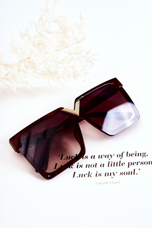 Štvorcové slnečné okuliare v130044 hnedé