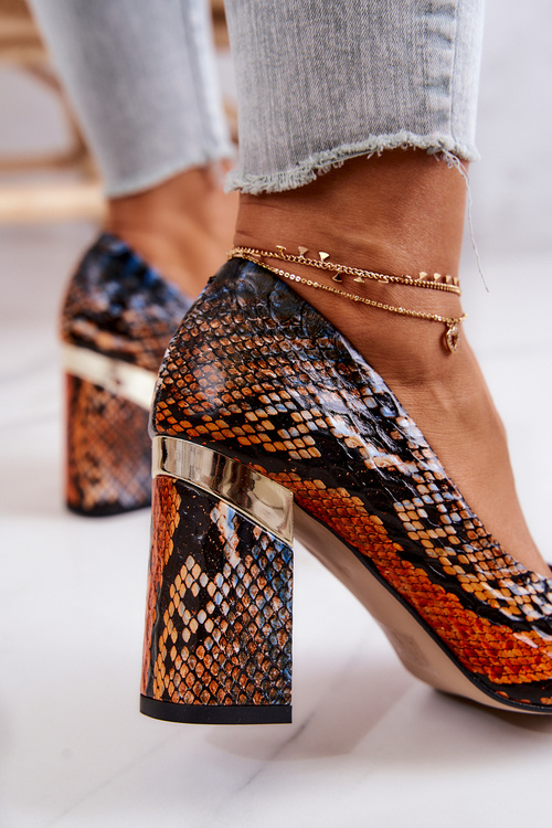 Lewski kožené čerpadlá 3117 oranžovo-hnedé