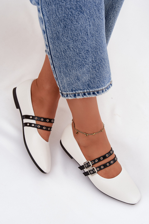 Dámské Baleríny S Paskami Bílé Deliora