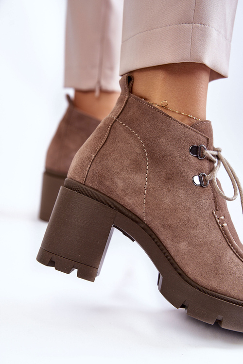 Ženské semišové topánky zviazané svetlo hnedé lemar Marianne