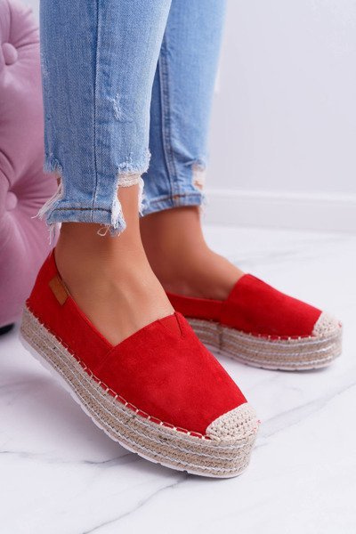 červené posuvné Semišové espadrille Mariako