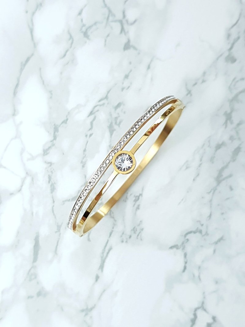 Dámsky zlatý náramok oceľový kamienok Crystal Demeter