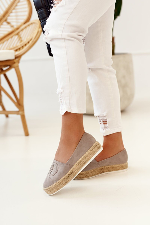 Dámské Espadrilky Na Slaměné Platformě Šedé Febi