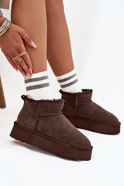 Kožené zimné topánky pre ženy Vinceza 97962 Čokoládové