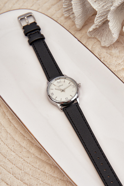 Dámské hodinky na ekokoženém řemínku černé Ernest E62177