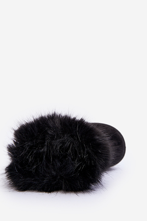 Dětské zateplené boty sněhové s kožešinou černé Nohie