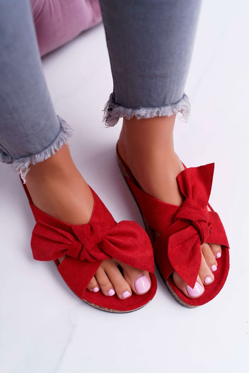 Ženské flip -flops na korku, červené padli