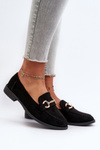 Dámske mokasíny na plochom opätku s ozdobou Čierne Aviole
