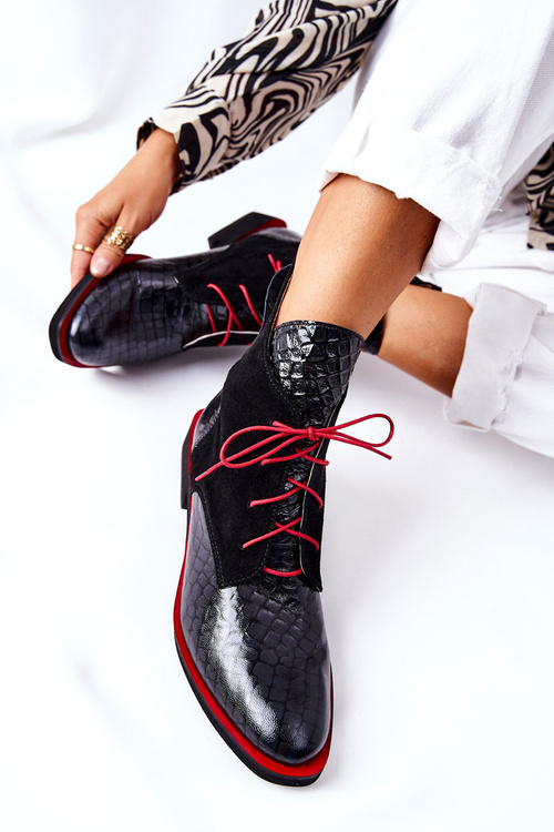 Kožené topánky aligátor čierna laorelia