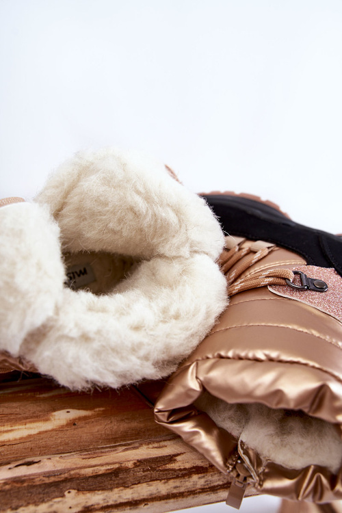 Detské topánky Snehové topánky izolované zlatým zipsom leena