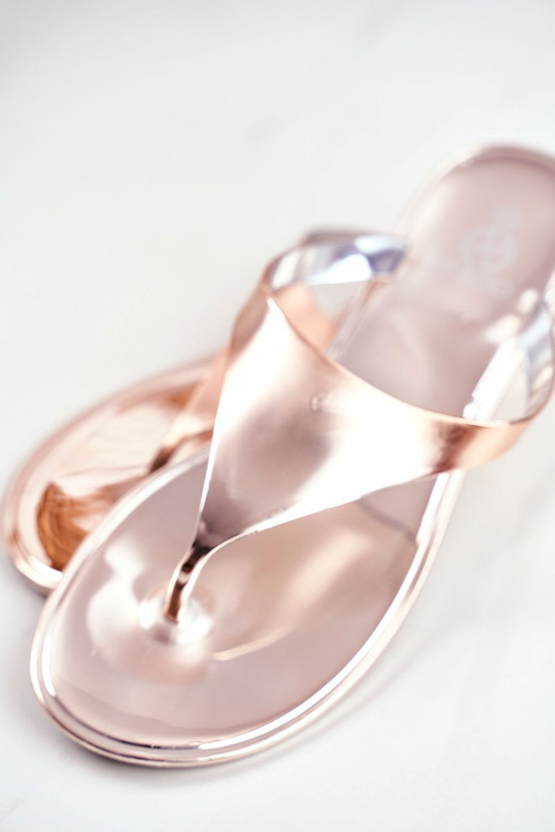 Lu Boo Metallic Flip -flops Pink Gold Faces II Specif.