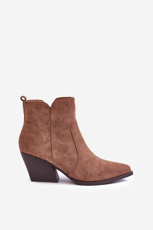 Zateplené Kozačky Cowboy Eko Semišové Na Zip Hnědé Virtris