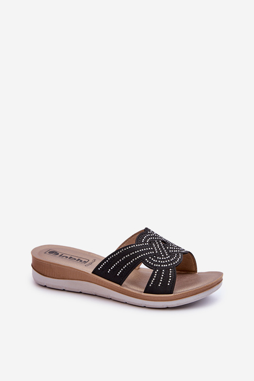 Pohodlné Dámske Papuče S Cyrkónmi Inblu BV000037 Čierne