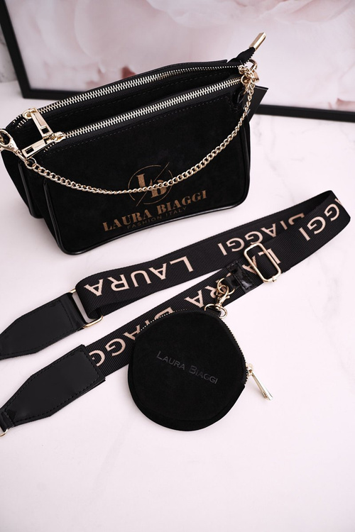 Dámska taška na spojku s Laura Biaggi čiernou čiernou čiernou farbou