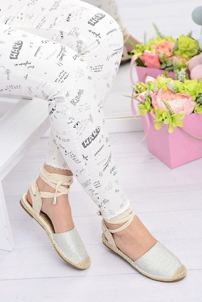 Dámske bielizeň baleríny zviazané strieborné espadrilles more
