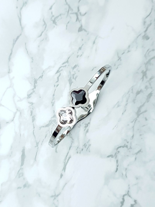 Dámsky oceľový náramok s dvoma zirkónmi strieborná bileci