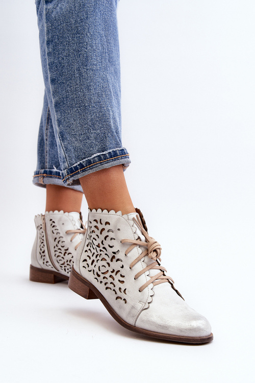 Zazoo 2871 Dámské Botky Šněrovací Stříbrné