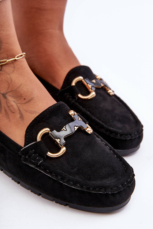 Dámske semišové mokasíny s ornamentom Black Dionira