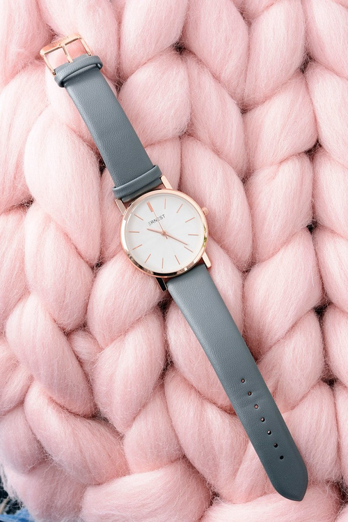 Šedá elegantná koža Dámske hodinky Ernest