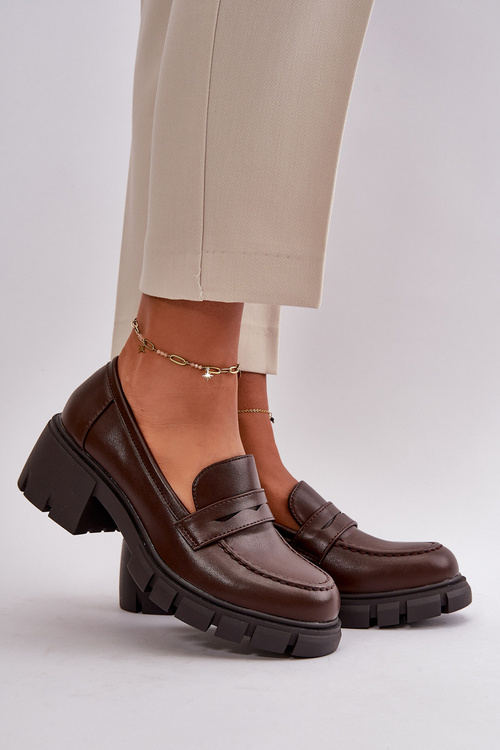 Dámské Polobotky Na Nízkém Podpatku Z Eko Kůže Tmavě Hnědé Menloa