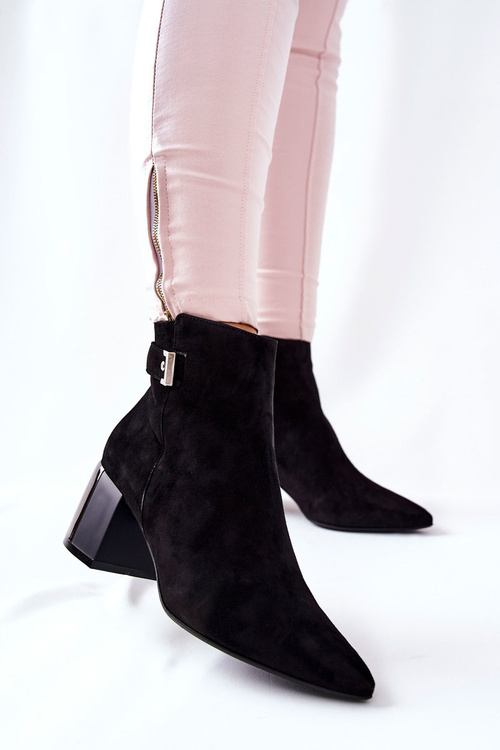 Kožené Boty Na Podpatku Laura Messi černé 2354