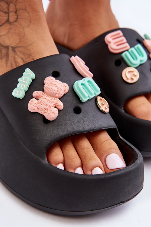 Měkké Dámské Pěnové Sandály s Ozdobami Černé Lorie