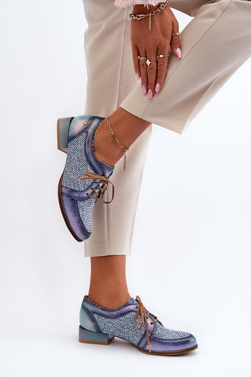 Dámska kožená šnurovacia obuv Maciejka 06452-06 modrá