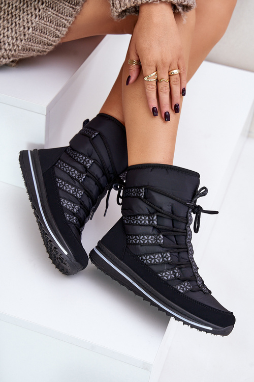Ženské šnurované snehové topánky Progress progj-22-134 čierna