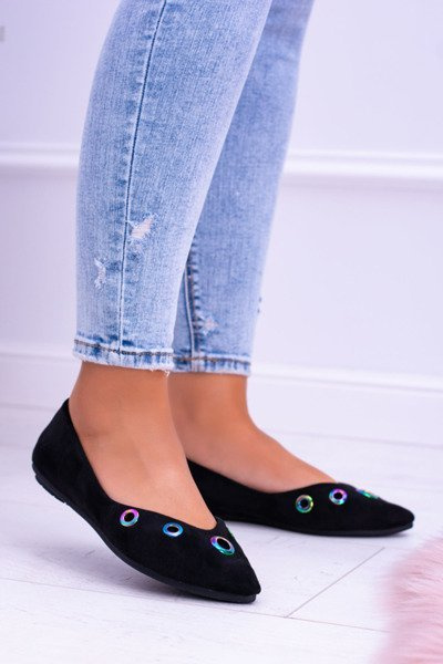 Lu Boo Black Ballerinas v benzíne Spitz Octavia