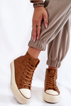 Dámska vysoká izolovaná veľká hviezda KK274171 Brown Sneakers