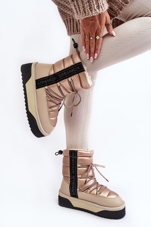 Dámské sněhové boty s tlustou podrážkou veganské DFranklin DFSH371006 Bežové