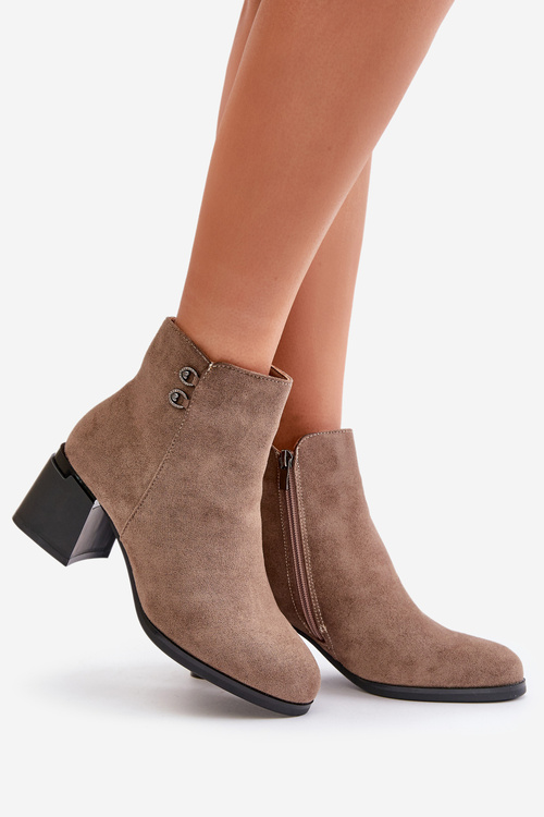 Dámske Čižmy Na Opätku So Zipsom Tmavobežové Tinamar