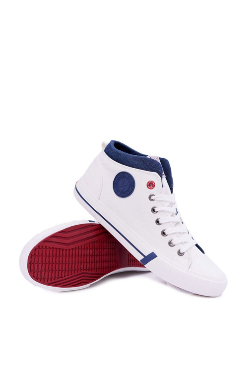 Pánské Tenisky Vysoké Cross Jeans Textilní Bílé DD1R4056